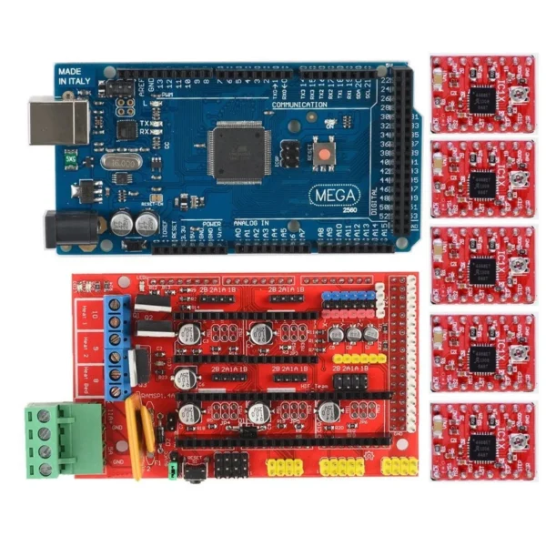 RepRap 3D Printer Control Pack – RAMPS 1.4 + Arduino Mega 2560 + 5x A4988 Drivers